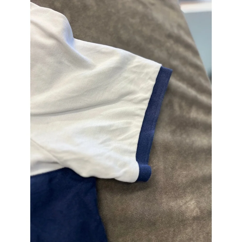 Polo Ralph Lauren Mens Classic Fit Big Pony Polo Shirt White‎ Navy Blue Large